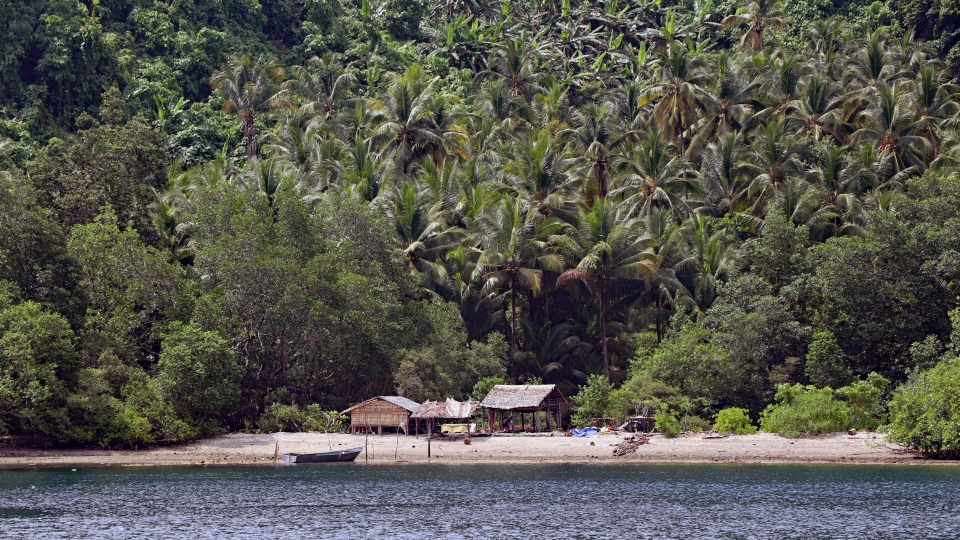 Habitation de pêcheurs sur une plage